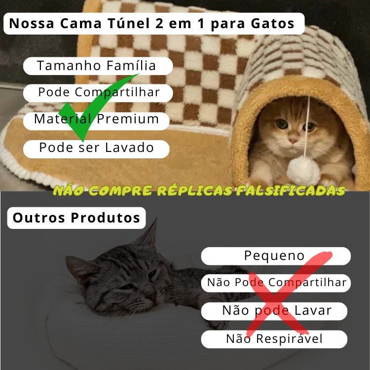 Cama Túnel 2 em 1 para Gatos