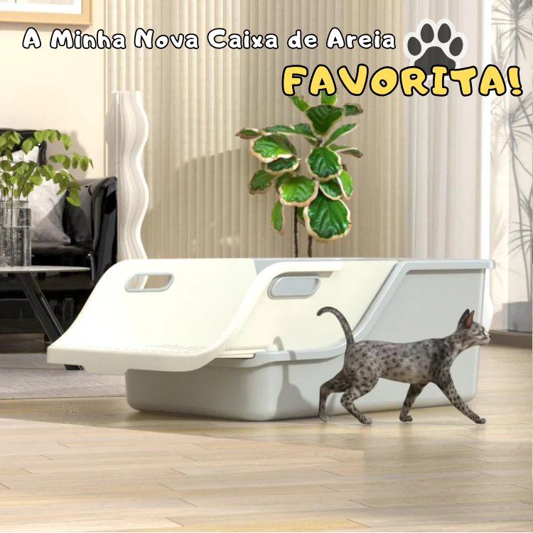 Caixa de Areia com Mecanismo de Limpeza Super Fácil para Gatos