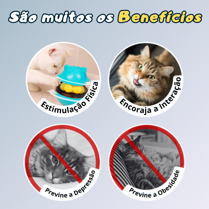 Brinquedo Rotativo 3 em 1 para Enriquecimento Ambiental de Gatos