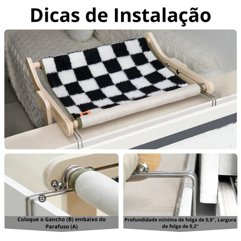 Cama Suspensa com Fixador para Gatos