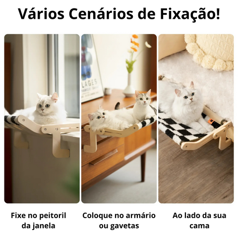 Cama Suspensa com Fixador para Gatos