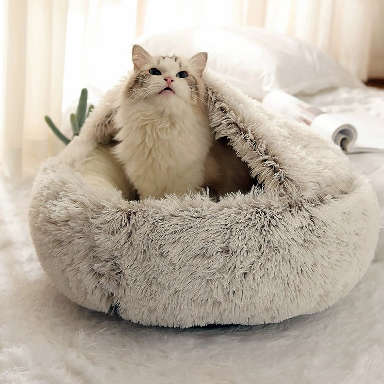 Cama de Pelúcia para Gatos no Inverno