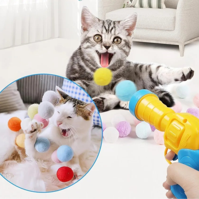 Lançador de Bolinhas de Pelúcia para Gatos