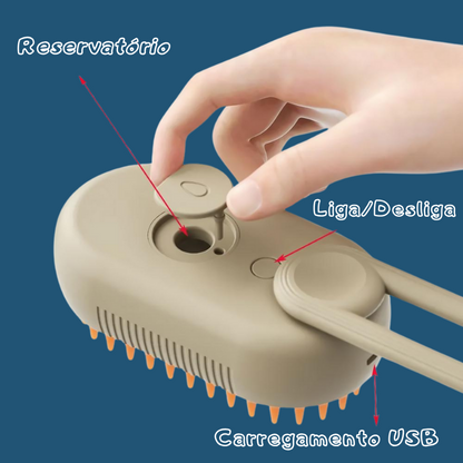 Escova para Gatos com Spray de Vapor 3 em 1