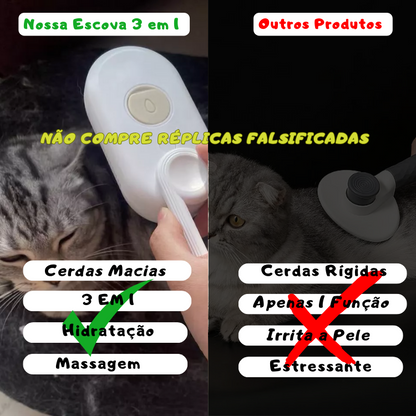 Escova para Gatos com Spray de Vapor 3 em 1