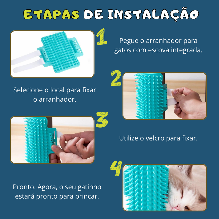 Arranhador de Pelos para Gatos com Escova Integrada