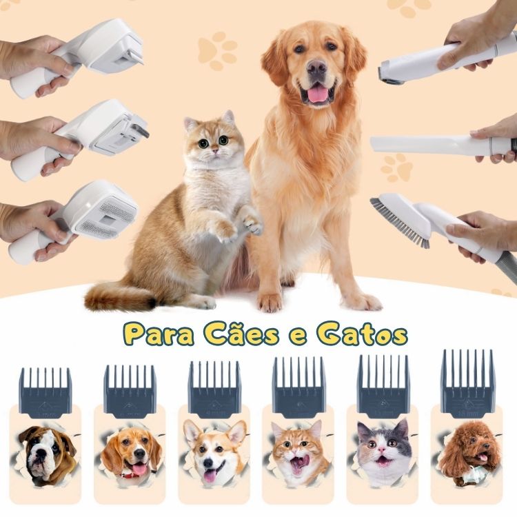 Aspirador e Aparador de Pelos Pet Premium