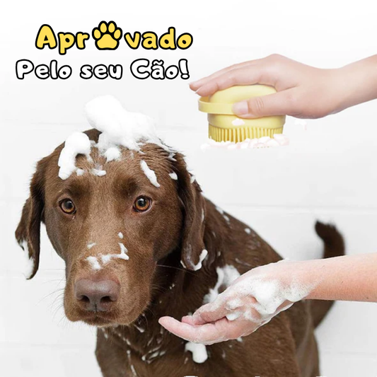 Escova de Banho com Dispenser de Shampoo para Cães