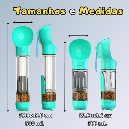 Garrafa de Água Multifuncional para Cães (4 em 1)