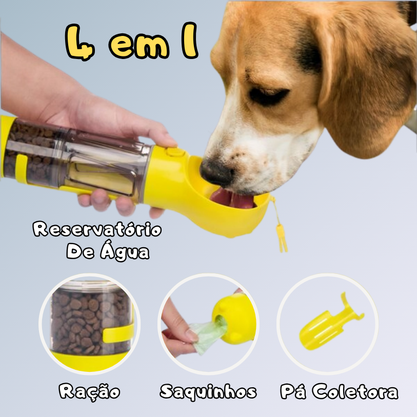 Garrafa de Água Multifuncional para Cães (4 em 1)