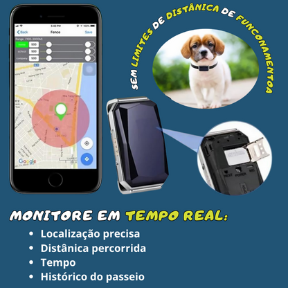 Coleira GPS de Rastreio e Monitoramento para Pets