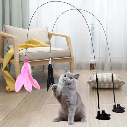 Brinquedo Pena Maluca com Ventosa para Gatos