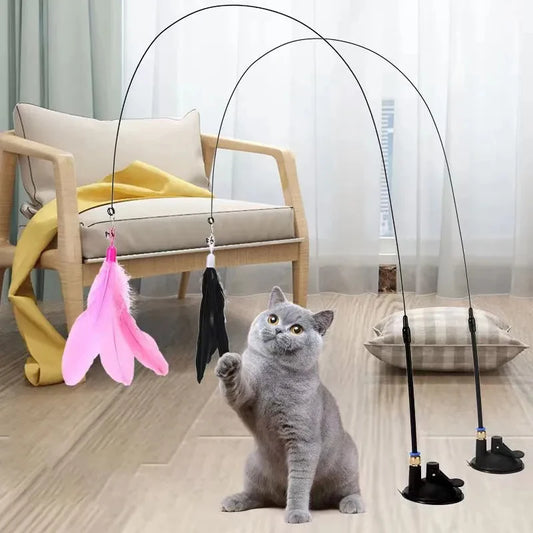 Brinquedo Pena Maluca com Ventosa para Gatos